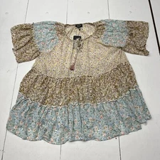 Gigio Multicolored Floral Ruffled Short Sleeve T-shirt Women’s Size Small NEW