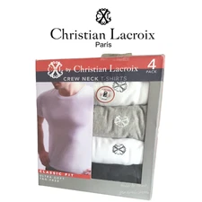 NEW 4 PK Premium Christian Lacroix Mens Crew Neck T-Shirts Ultra Soft Tag Free