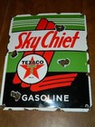 Texaco Sky Chief Antique/ Vintage Porcelain Sign Gasoline Pump Plate Circa 1940s