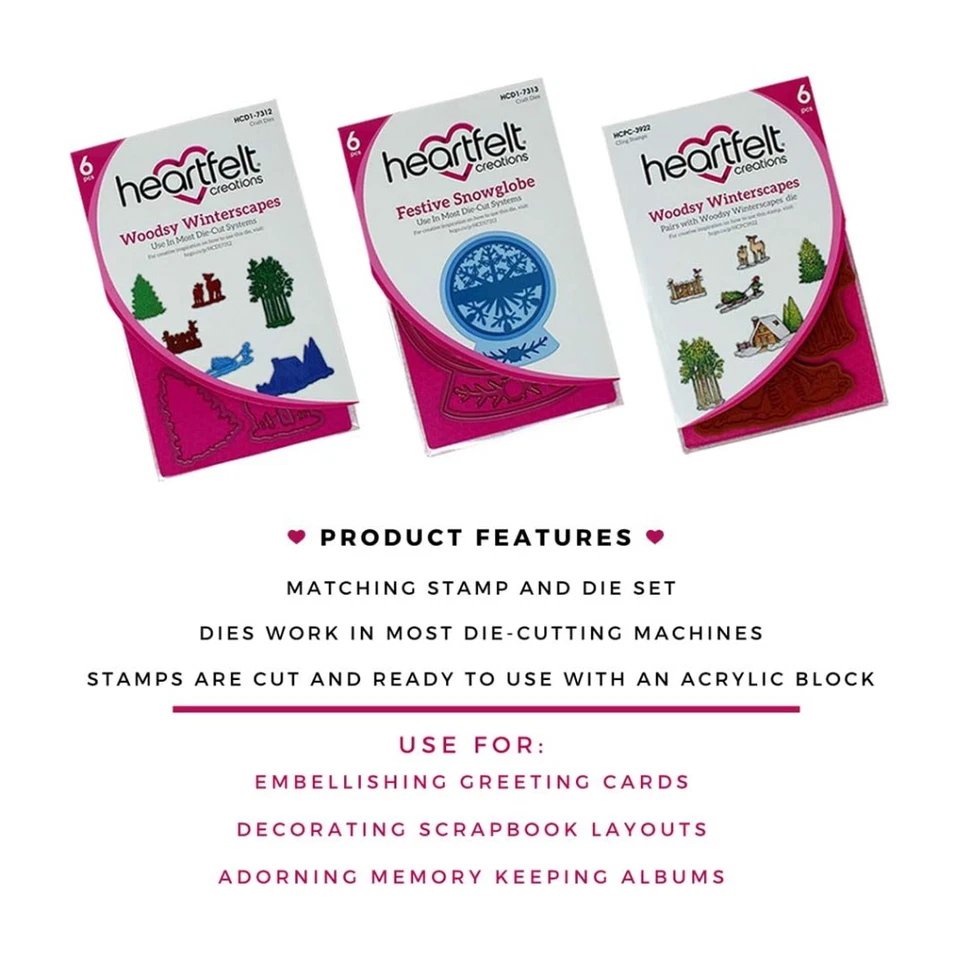 Juego de estampillas y troqueles Heartfelt Creations Woody and Snowglobe para hacer tarjetas Foto 2 de 4