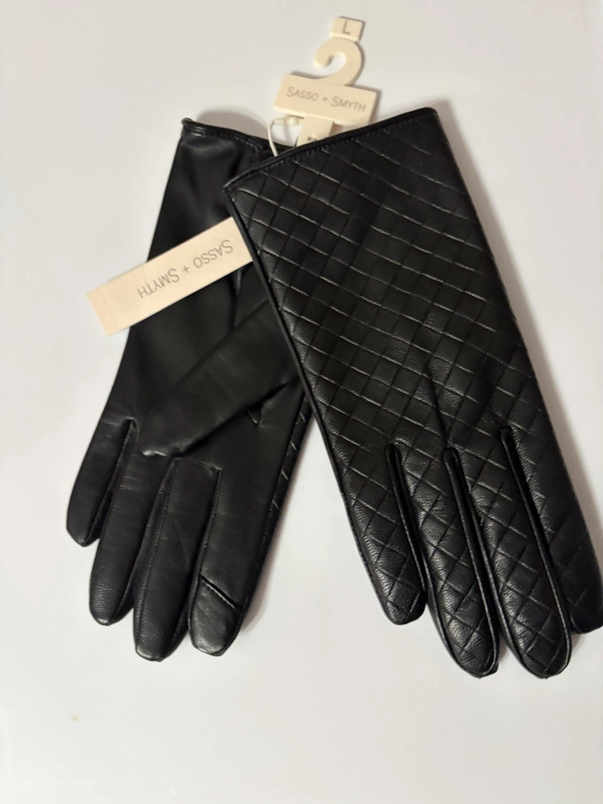Sasso & Smyth Women's Black Leather Gloves Lined L Absolutely Grand Retail $88