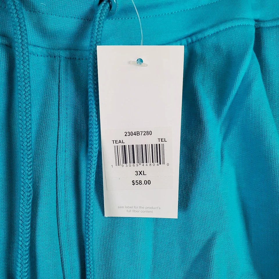 Staple Pigeon Mens Sweat Shorts Sz 3XL Teal Drawstring 80% Cotton Back Pocket - Image 4 of 4