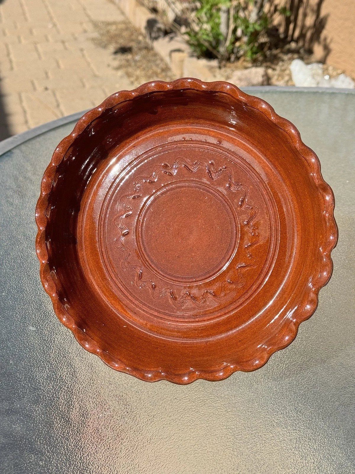 Wisconsin Pottery Redware Pie Plate Dish MEL Museum Editions signed SA 1992
Opens in a new window or