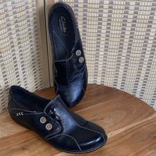 Clarks Ashland Lane Q Black Leather Slip On Loafer Size 8W