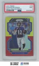 2021 Panini Prizm Red/Yellow Rashod Bateman RC PSA 9 /8 #340 Baltimore Ravens
