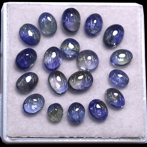 Posten 19 Stck. Natürlicher Tansanit Hochwertig 5,2 mm-7,2 mm Cabochon Unbehandelt Edelsteine - Bild 2 von 11