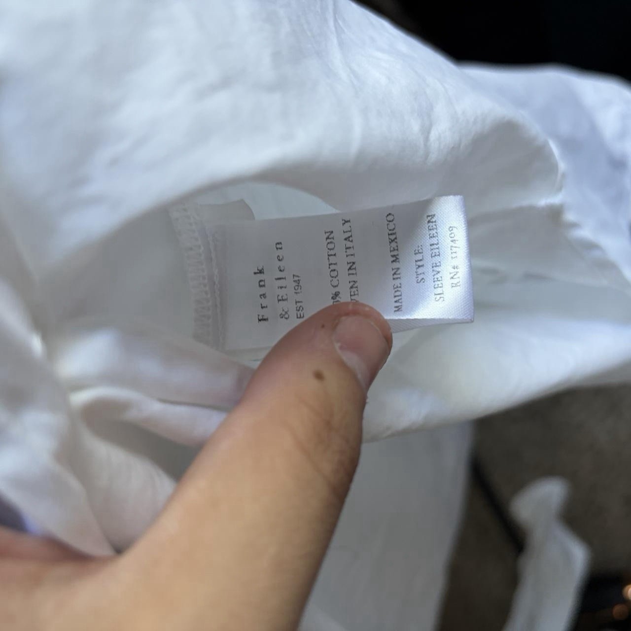 Frank & Eileen Solid White Oversized Preppy Light… - image 6