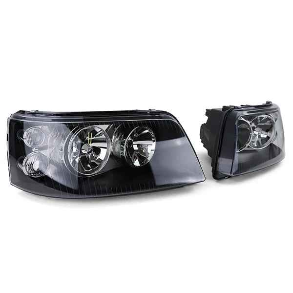 Klarglas H7 H1 Scheinwerfer schwarz mit LWR Motor Paar für VW Bus T5 03-09 - Bild 3 von 4