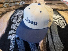 Vintage 90s Jeep Logo Embroidered Hat Vtg Navy Blue Car Truck Sport Mopar