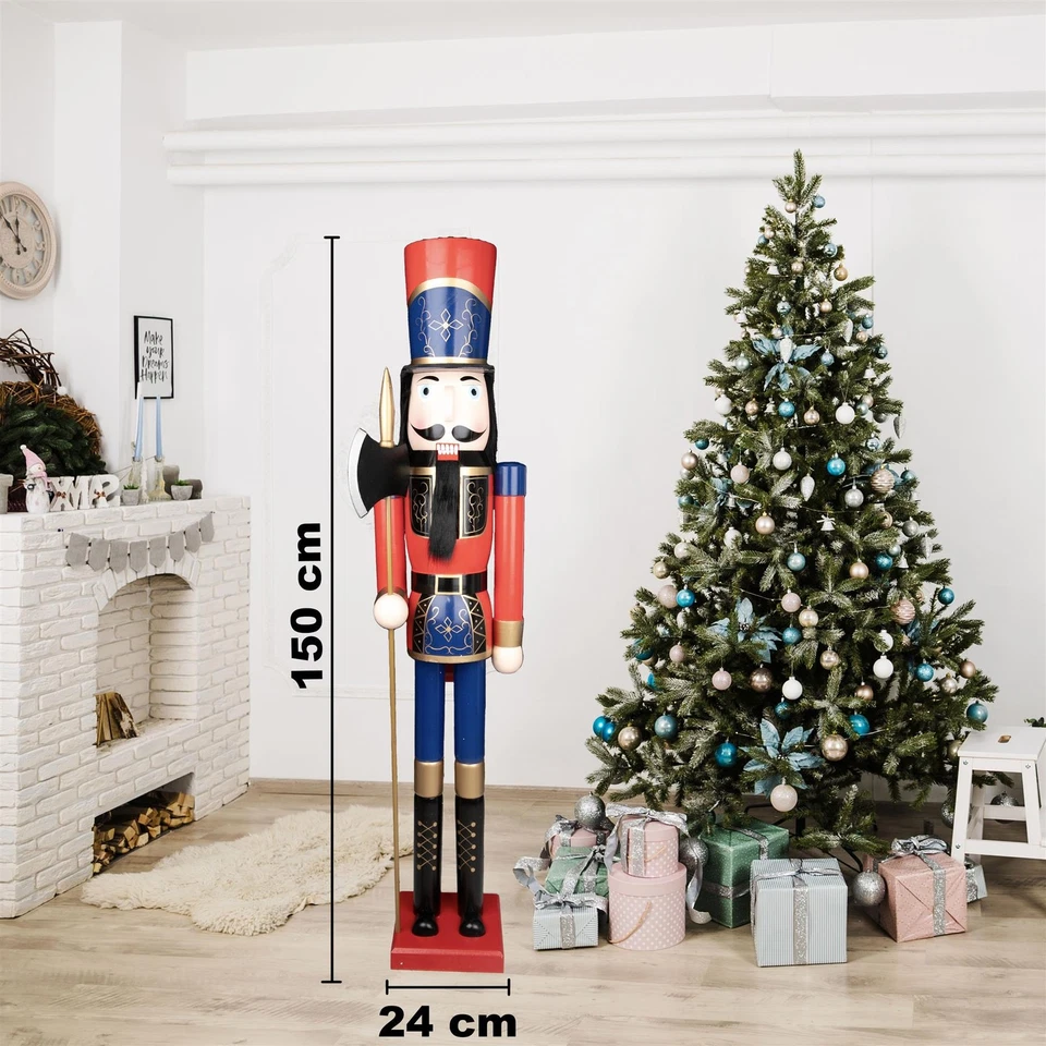 Giant Wooden Nutcracker Life Size Christmas Figurine 150cm Xmas Home Door Decor - Image 4 of 4