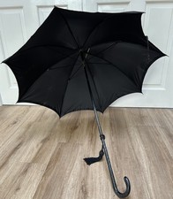 Paragon Fox Ladies Vintage Slim Parasol/umbrella Black Carved Handle