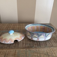 Retired  Mackenzie Childs Taylor Ceramic Chowder Bowl With Lid
