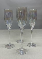 8  Cut Lustre Champagne Wine Flute Glasses Irridescent size 26cm