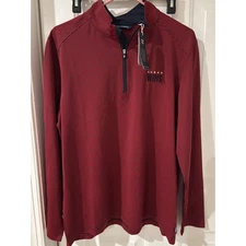 Cutter & Buck Men's Red Black Stripe 1/4 Zip Golf Pullover  M