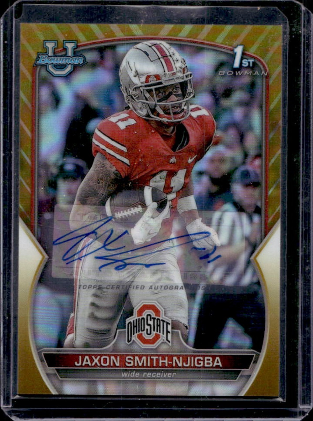 2022 Bowman Chrome U Jaxon Smith-Njigba Prospect Auto Gold Refractor RC #8/50