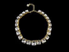 Kenneth Jay Lane KJL Couture Graduated Crystal Stone Headlight Tennis Necklace
