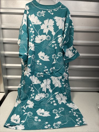 Anthony Richards Floral House Dress Lounger MuuMuu Hawaiian 2XL Teal - Picture 9 of 9