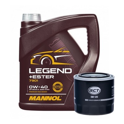 Servicekit SCT SM 125 Ölfilter, MANNOL Legend+Ester 0W-40 Motoröl, 4 Liter