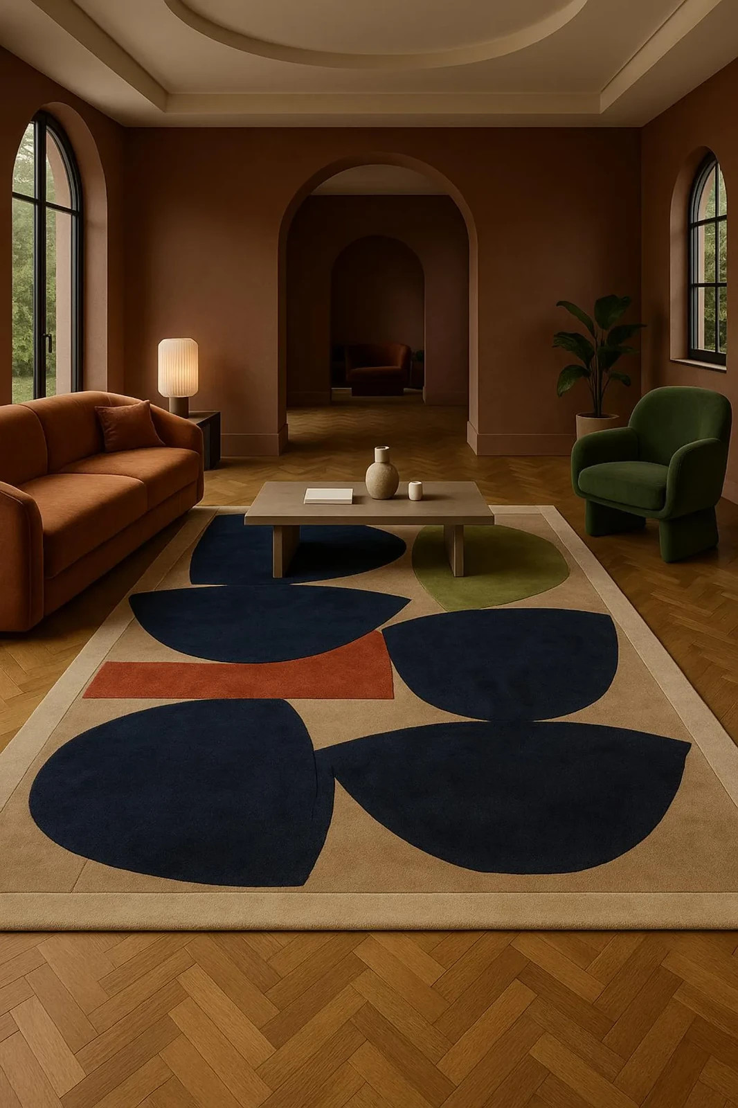 Hand Tufted Wool Rug  Soft Petal Design Zealand Wool Carpet Rug