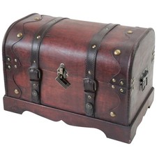 HMF Wooden Treasure Chest, Large Box with 40 cm, Cambodia, Brown/Red