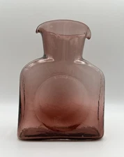 BLENKO Amethyst Purple Glass Double Spouted Water Pitcher Jug Caraf Bottle 8”