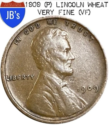 1909 (P) Lincoln Wheat Cent Penny 1c - VERY FINE (VF)