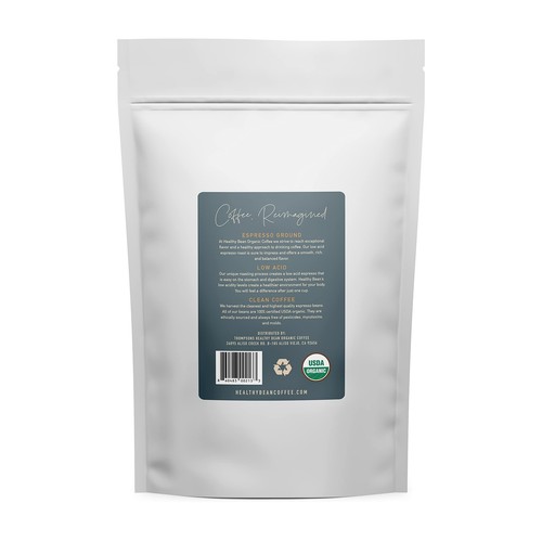 Café molido espresso orgánico Healthy Bean - Café molido USDA tostado oscuro -... - Imagen 2 de 9