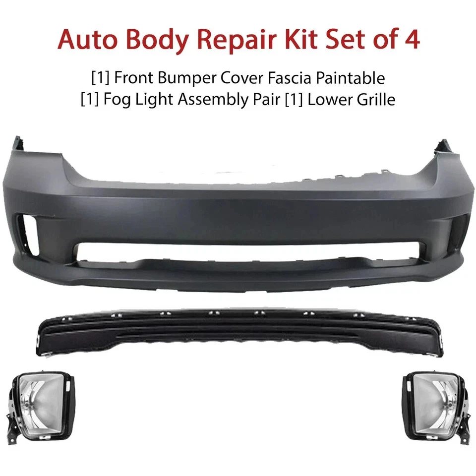 Kit de montaje de cubierta de parachoques delantero y luz antiniebla para Dodge Ram 1500 2013-2018 Foto 2 de 4