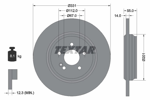 2Er-Set 2Er Set Bremsscheibe Textar 92103303 MERCEDES-BENZ 1634230012-image