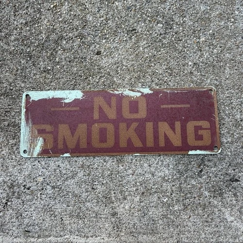 VINTAGE NO SMOKING SIGN PORCELAIN Small Red 40s 50s