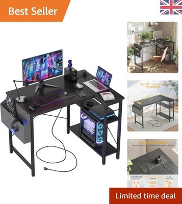 Stilvoller L-förmiger Computertisch mit umkehrbaren Ablagen - perfekt für Home Office