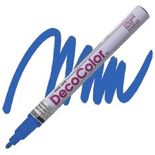 DecoColor, Paint Marker, Blue Ink, Fine Point, Permanent, Oil Based, Opaque