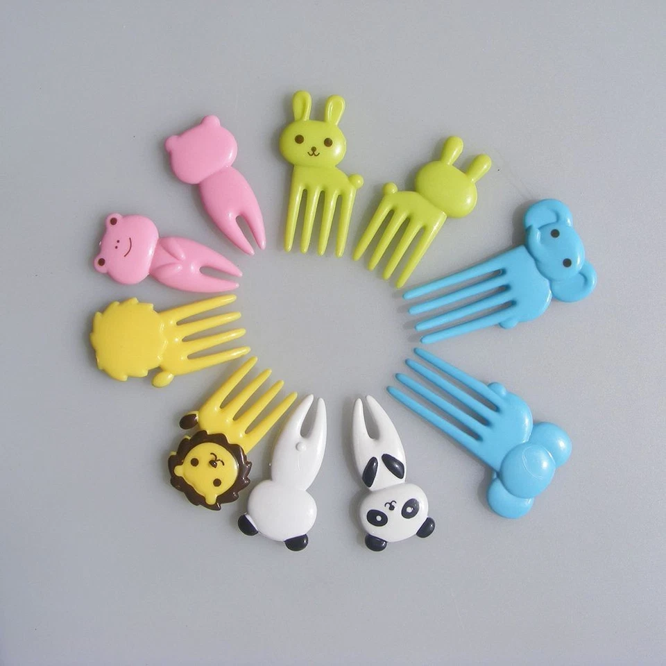 30 Pcs Mini Fruit Fork Cartoon Animal Snack Cake Dessert Food Pick Bento Lunch - Image 3 of 4