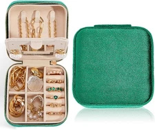 Travel Velvet Jewelry Box with Mirror, Mini Gifts Case for Women Girls, Small Po