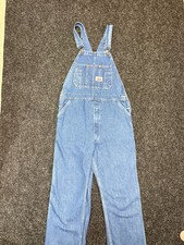 Vintage Workwear Streetwear Round House Denim Overalls Vintage Medium Wash Bib