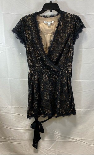 Diane von Furstenberg Women's Black Lace Romper - Size 4