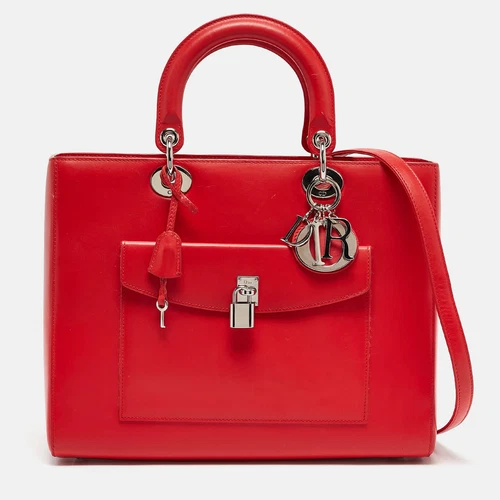 Grand fourre tout de poche femme Dior en cuir rouge