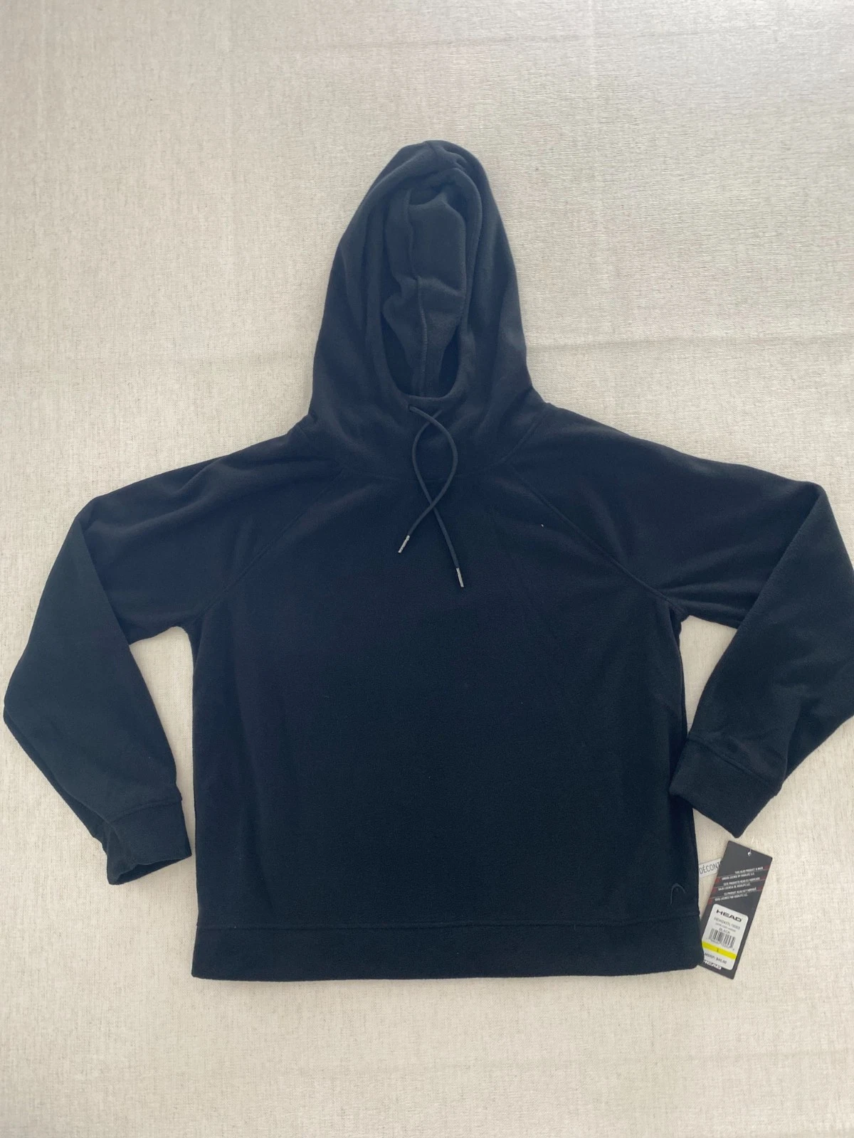 Head Astir Cozy Hoodie Womens Large Black Relaxed Fit Fleece Drawstring NWT