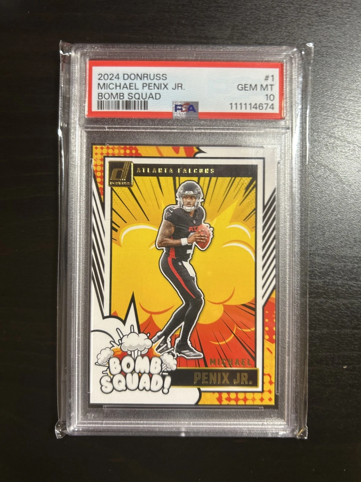 Deal for Michael Penix Jr. - 2024 Panini Donruss Bomb Squad PSA 10 #1 RC - Falcons
