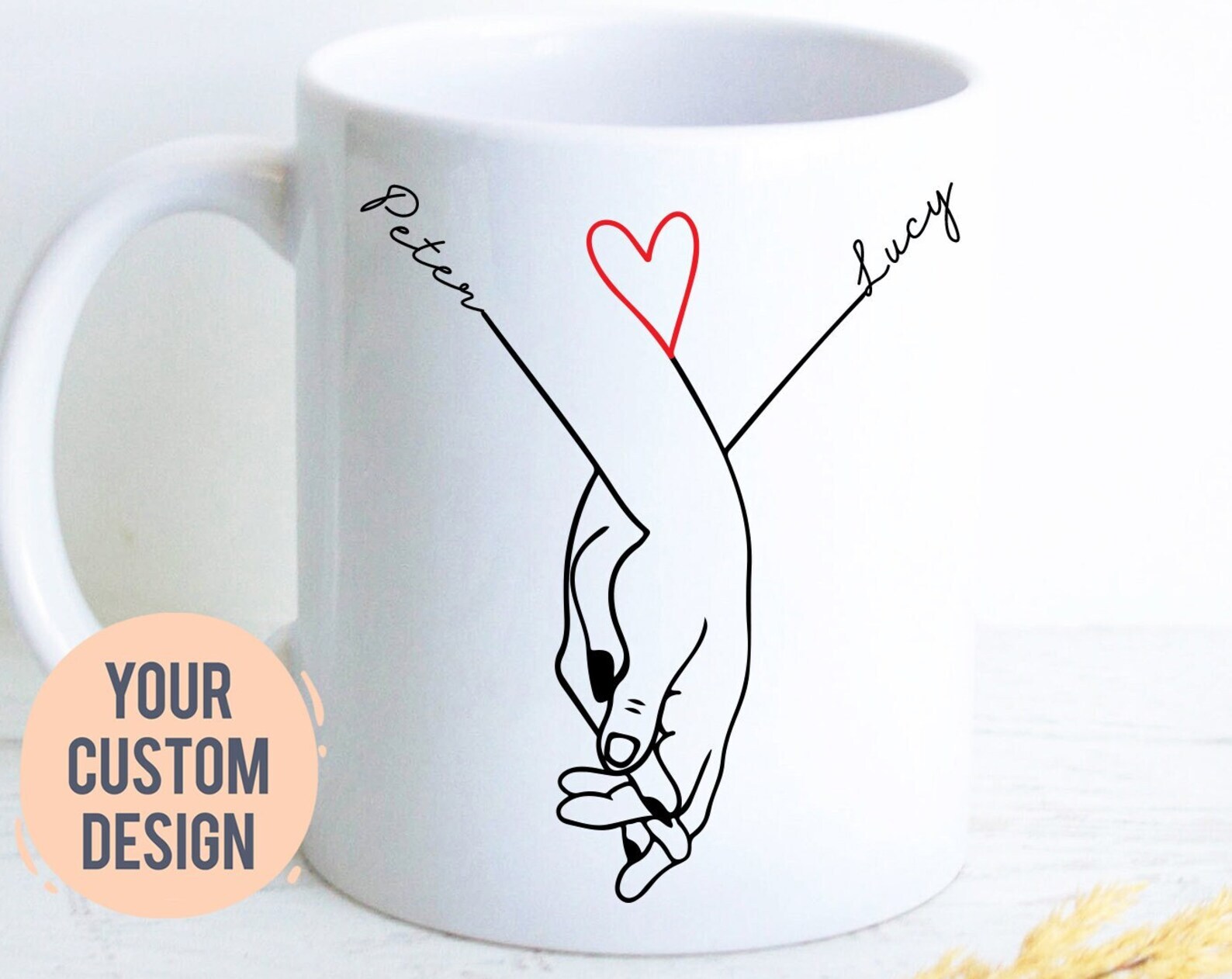Personalized Holding Hands Mug Anniversary Mug Valentine's Day Mug Gift For