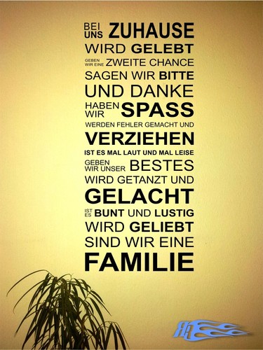 Wandtattoo BEI UNS ZUHAUSE oracal MATT Wohnzimmer Wandaufkleber In diesem Haus  - Bild 1 von 2