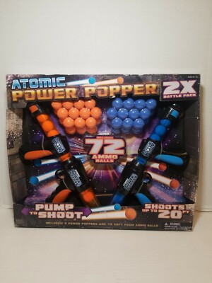 Atomic Power Popper 2 Gun Pack with 72 Soft Foam Balls - Indoor or