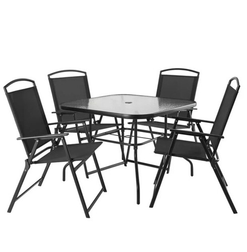 6 Piece Chair Set Furniture Outdoor Table Dining Set Outdoor Patio with Umbrella - Picture 6 of 11
