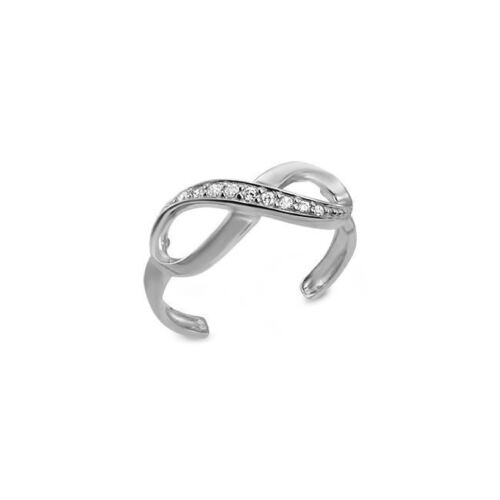 14 Kt massiver Gelb- oder Weißgold Zehenring Unendlichkeit CZ Schmuck verstellbare Größe - Bild 2 von 3