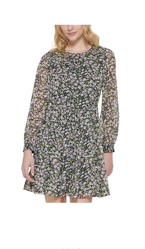 Tommy Hilfiger Womens Dress Size 4 Floral Garden Godet Fit & Flare Long Sleeves - Picture 12 of 12