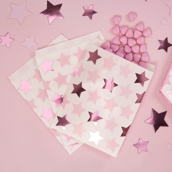 PapiertüTchen Sterne Rosa Pink Metallic 16,5 X 13 Cm 25 StüCk-image