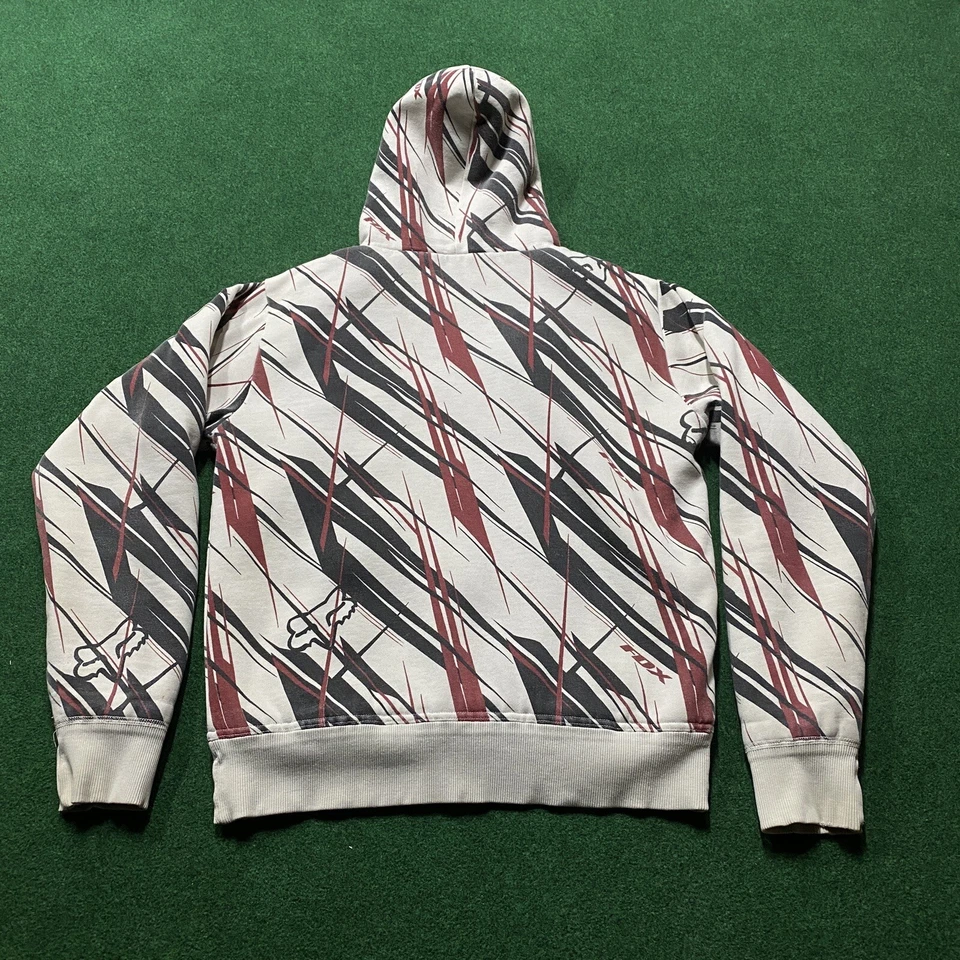 复古 Fox Racing 连帽衫男式中号白色 Sasquatch 摩托车 Y2K 卫衣 — 第 3/4 张图片