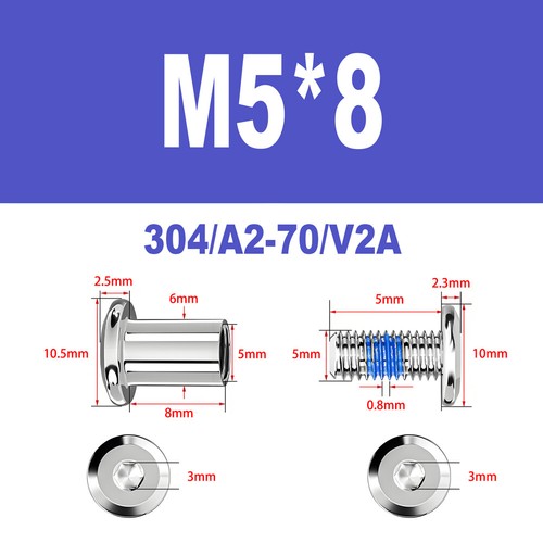 Möbelschrauben A2 V2A Hülsenschrauben M2-M6 Verbindungsschraube Möbelverbinder - Bild 67 von 122