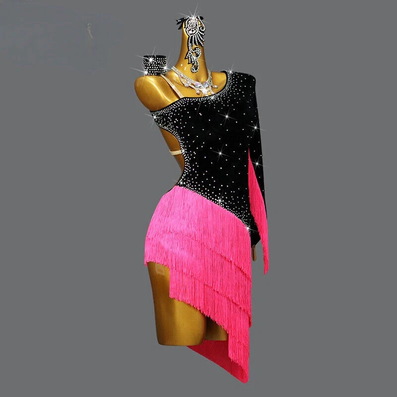 Black Velvet Latin Dance Competition Dress Women s Professional