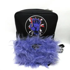 Unused Prada Bag Franken Fur Nylon S Rank 2VZ043 Backpack Black x PurpleBackpack